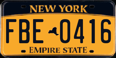 NY license plate FBE0416