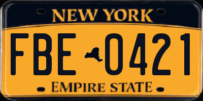 NY license plate FBE0421