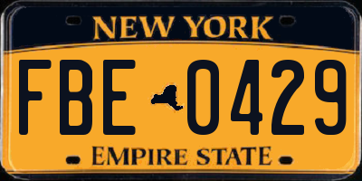NY license plate FBE0429