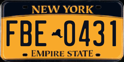 NY license plate FBE0431