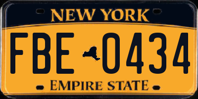 NY license plate FBE0434