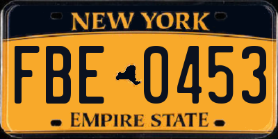 NY license plate FBE0453