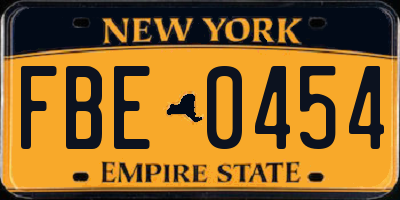NY license plate FBE0454