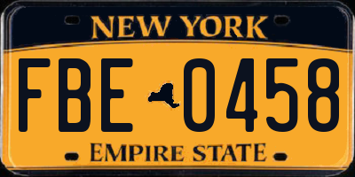 NY license plate FBE0458