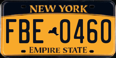 NY license plate FBE0460