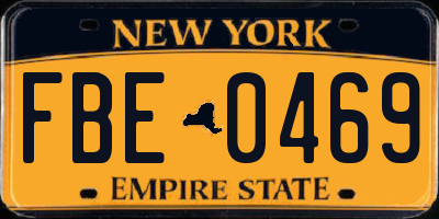 NY license plate FBE0469