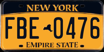 NY license plate FBE0476