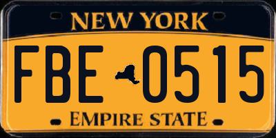 NY license plate FBE0515