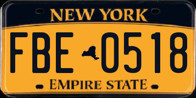 NY license plate FBE0518