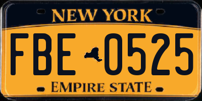 NY license plate FBE0525