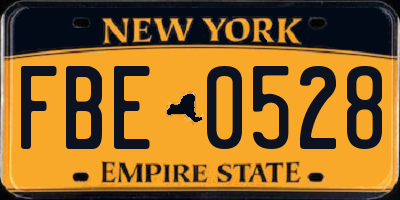 NY license plate FBE0528