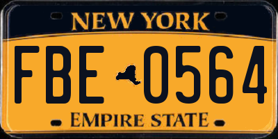 NY license plate FBE0564