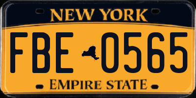 NY license plate FBE0565