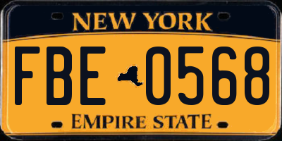 NY license plate FBE0568