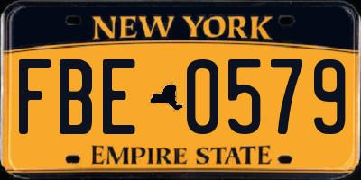 NY license plate FBE0579