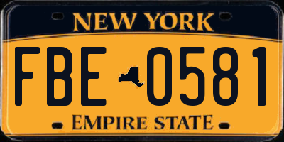 NY license plate FBE0581