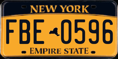 NY license plate FBE0596