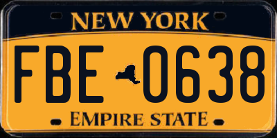 NY license plate FBE0638
