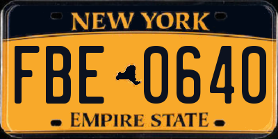 NY license plate FBE0640