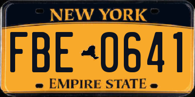 NY license plate FBE0641
