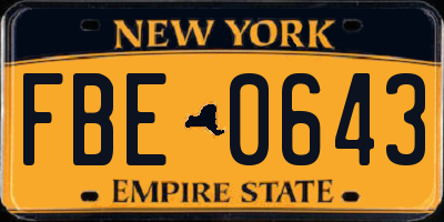 NY license plate FBE0643