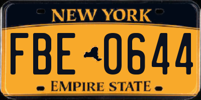 NY license plate FBE0644