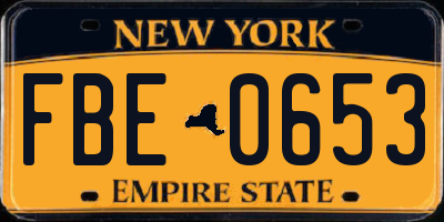 NY license plate FBE0653