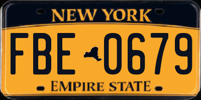 NY license plate FBE0679