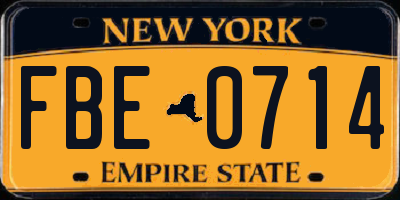 NY license plate FBE0714