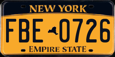 NY license plate FBE0726