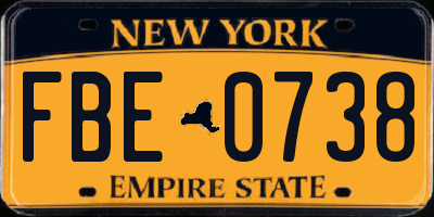 NY license plate FBE0738