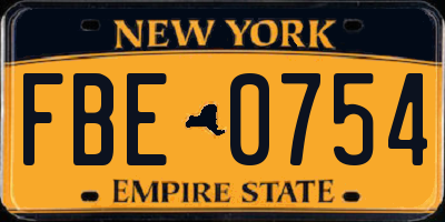 NY license plate FBE0754