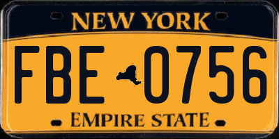 NY license plate FBE0756
