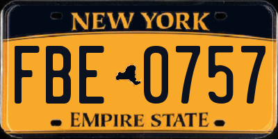 NY license plate FBE0757