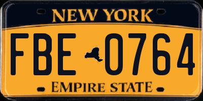 NY license plate FBE0764