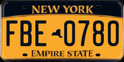NY license plate FBE0780