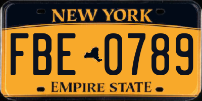 NY license plate FBE0789