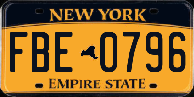 NY license plate FBE0796