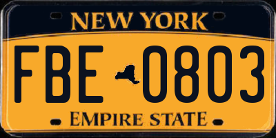 NY license plate FBE0803