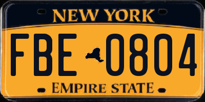 NY license plate FBE0804