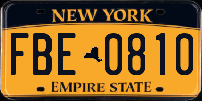 NY license plate FBE0810