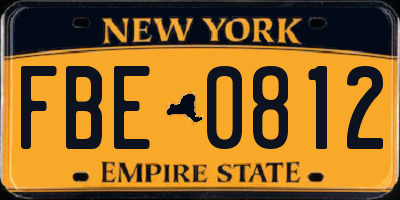 NY license plate FBE0812