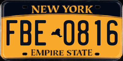 NY license plate FBE0816
