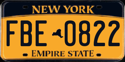 NY license plate FBE0822