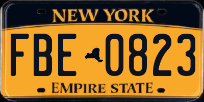 NY license plate FBE0823