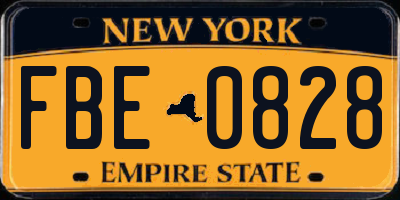 NY license plate FBE0828