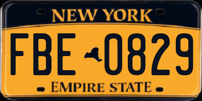 NY license plate FBE0829