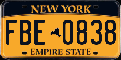 NY license plate FBE0838
