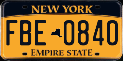 NY license plate FBE0840