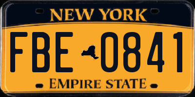 NY license plate FBE0841